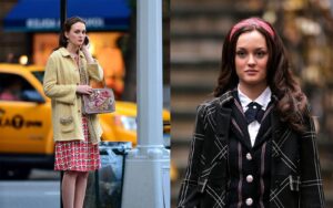 Leighton Meester como Blair Waldorf em diferentes looks de Gossip Girl, moda Upper East Side.